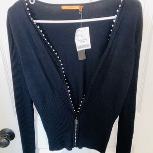 Belldini Rhinestone Trim Zip Sweater 🖤